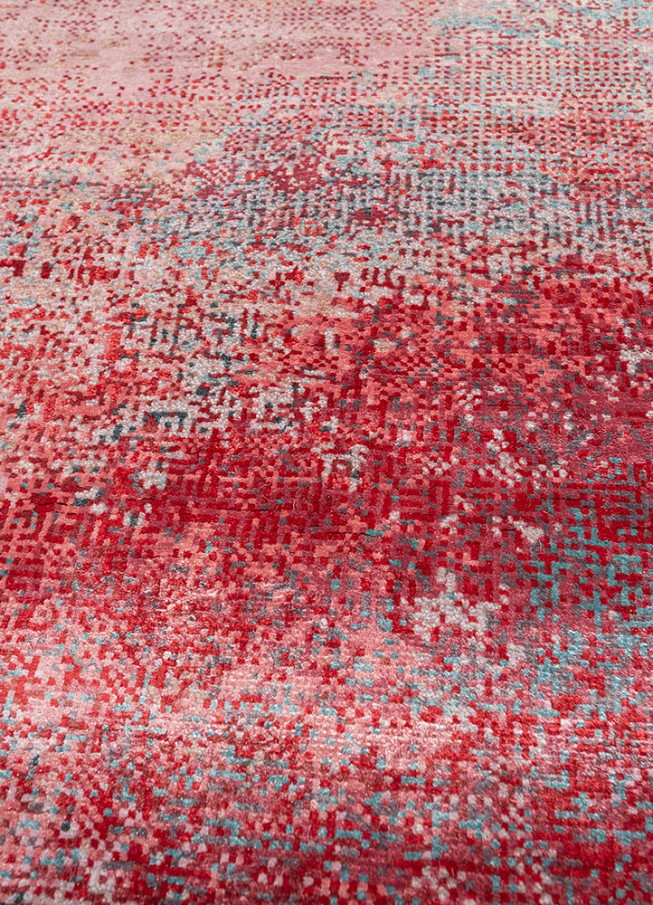 afterglow by kavi red and orange wool and bamboo silk hand knotted Rug - CloseUp afterglow by kavi red and orange wool and bamboo silk hand knotted Rug - CloseUp