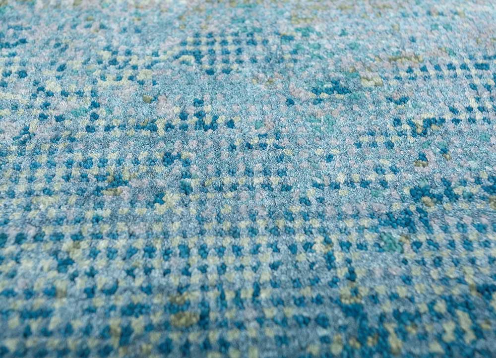 afterglow by kavi blue wool and bamboo silk hand knotted Rug - CloseUp afterglow by kavi blue wool and bamboo silk hand knotted Rug - CloseUp