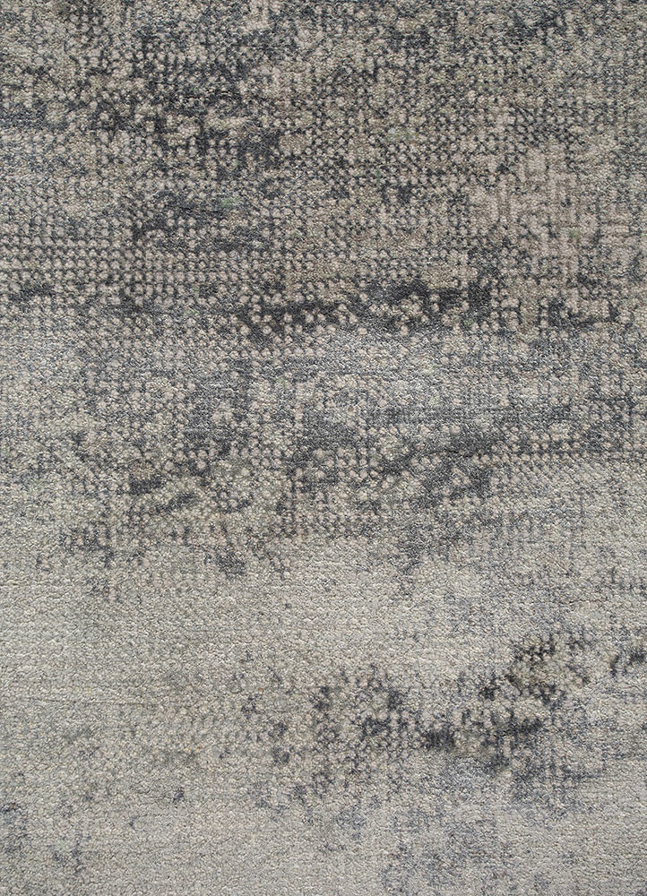 afterglow by kavi blue wool and bamboo silk hand knotted Rug - CloseUp