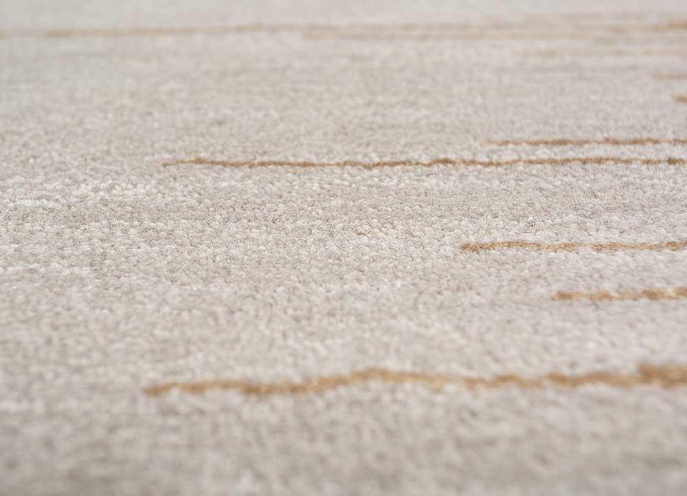 afterglow by kavi beige and brown wool and bamboo silk hand knotted Rug - CloseUp