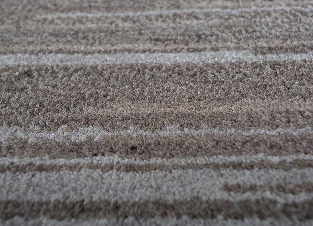 afterglow by kavi beige and brown wool and bamboo silk hand knotted Rug - CloseUp