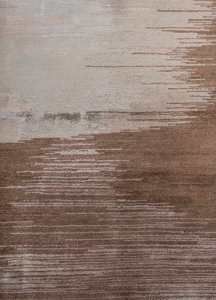 afterglow by kavi beige and brown wool and bamboo silk hand knotted Rug - CloseUp afterglow by kavi beige and brown wool and bamboo silk hand knotted Rug - CloseUp