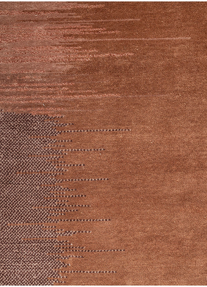 afterglow by kavi red and orange wool and bamboo silk hand knotted Rug - CloseUp