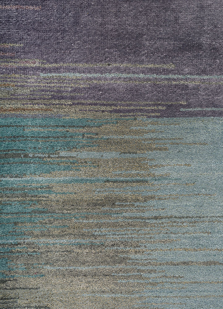 afterglow by kavi grey and black wool and bamboo silk hand knotted Rug - CloseUp