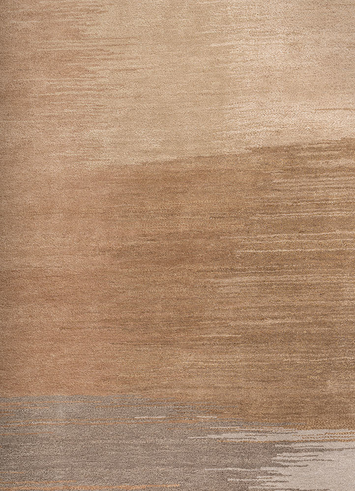 afterglow by kavi beige and brown wool and bamboo silk hand knotted Rug - CloseUp