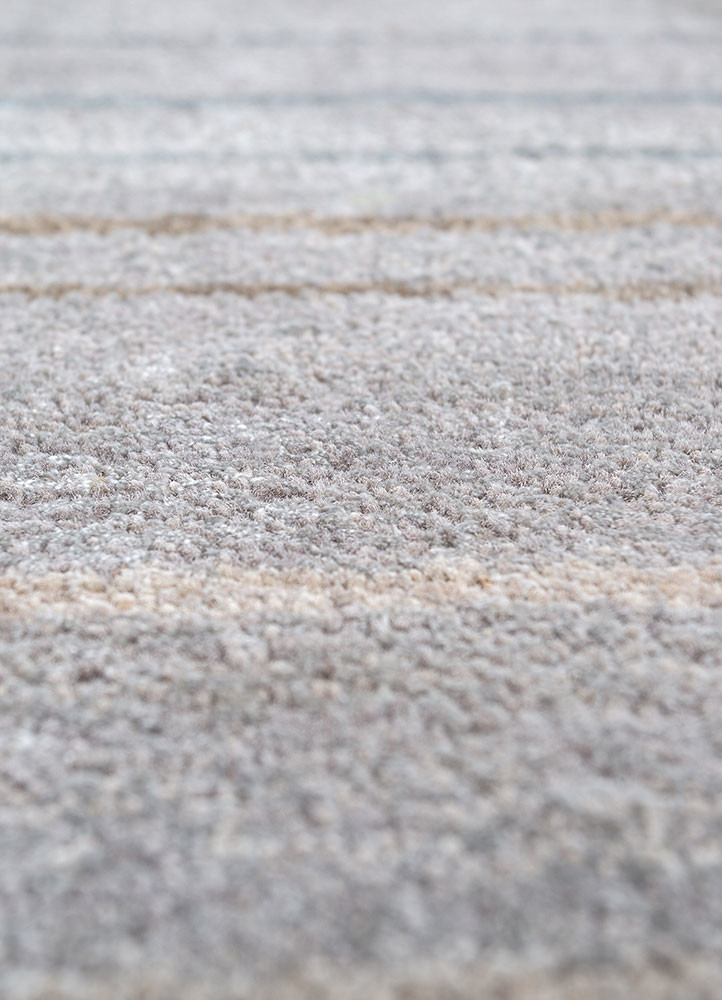 afterglow by kavi grey and black wool and bamboo silk hand knotted Rug - CloseUp