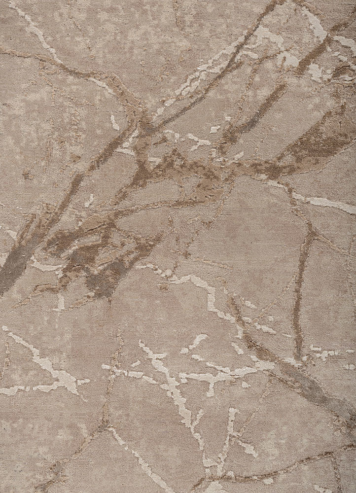 urban pause by kavi ivory wool and bamboo silk hand knotted Rug - CloseUp