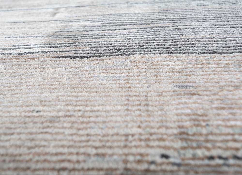 afterglow by kavi grey and black wool and bamboo silk hand knotted Rug - CloseUp