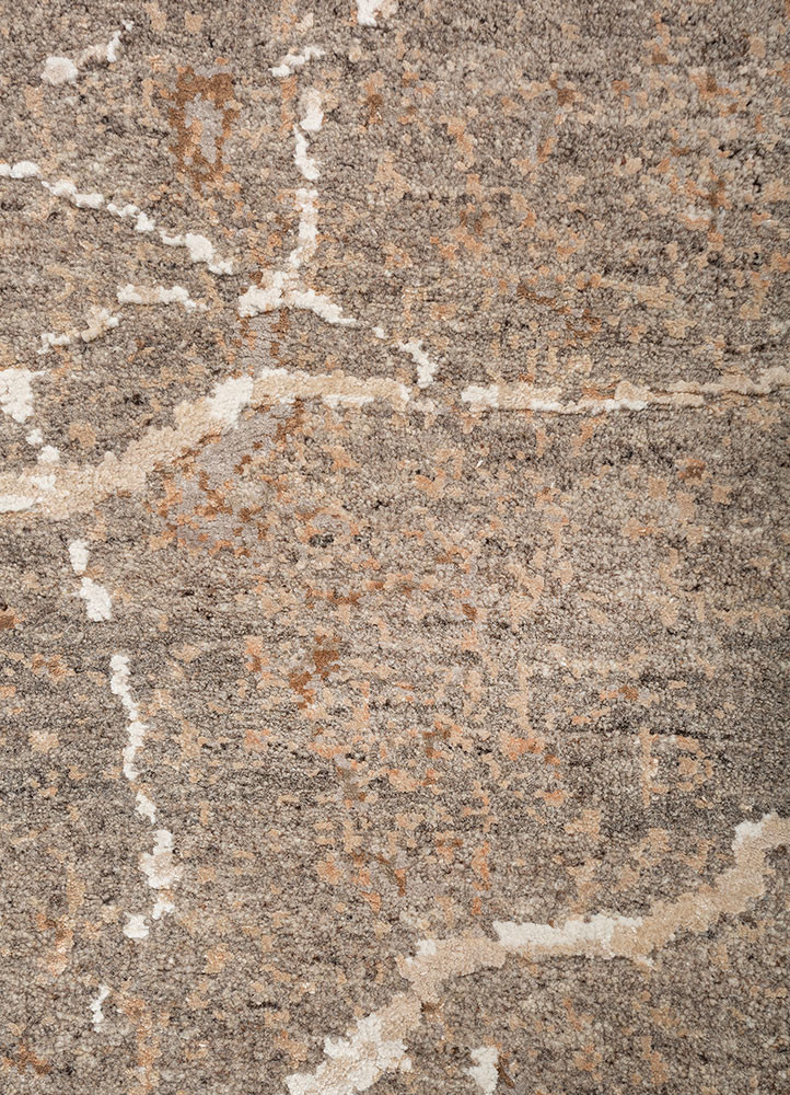 urban pause by kavi beige and brown wool and bamboo silk hand knotted Rug - CloseUp urban pause by kavi beige and brown wool and bamboo silk hand knotted Rug - CloseUp