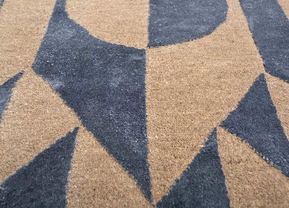 aakar by kavi beige and brown wool and bamboo silk hand knotted Rug - CloseUp