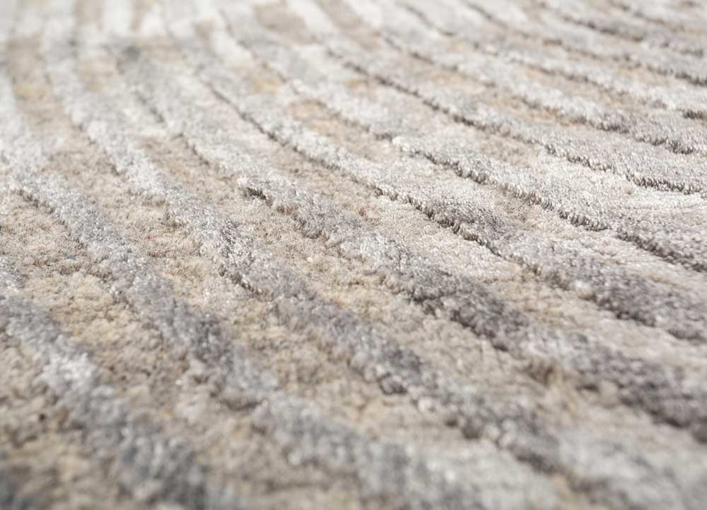 aakar by kavi beige and brown wool and bamboo silk hand knotted Rug - CloseUp