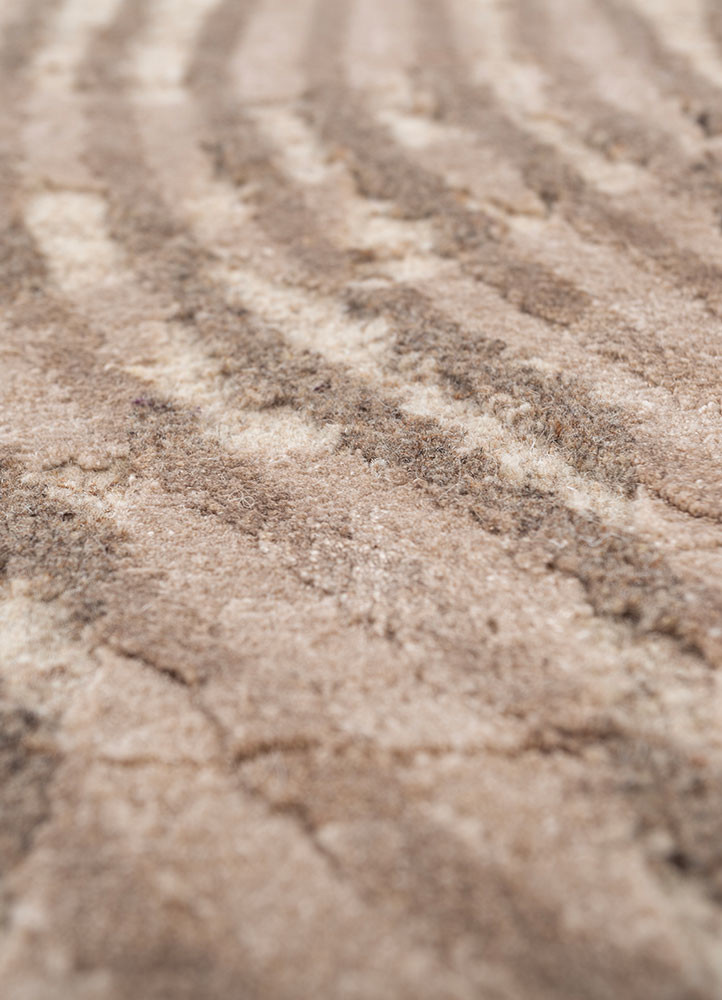 aakar by kavi beige and brown wool and bamboo silk hand knotted Rug - CloseUp