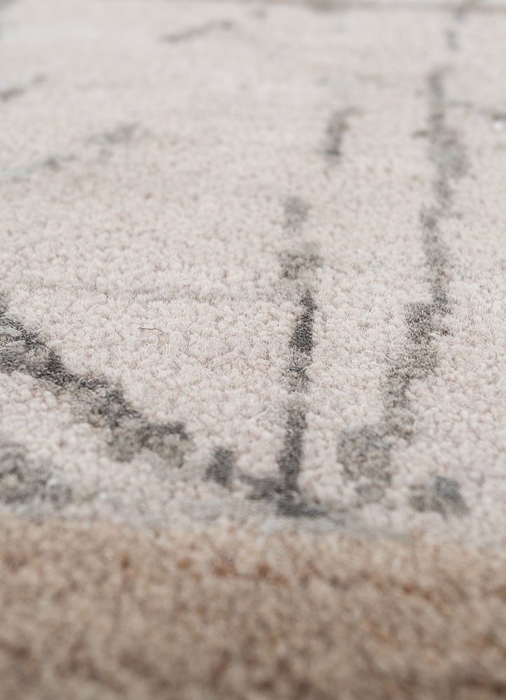 aakar by kavi ivory wool and bamboo silk hand knotted Rug - CloseUp
