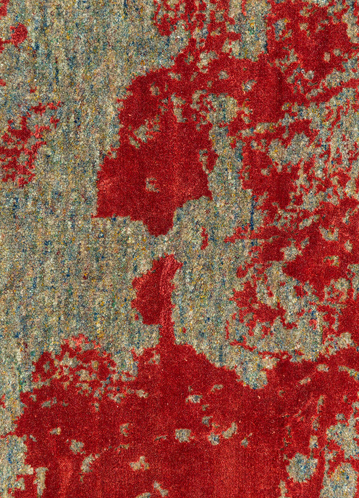 chaos theory by kavi pink and purple wool and bamboo silk hand knotted Rug - CloseUp chaos theory by kavi pink and purple wool and bamboo silk hand knotted Rug - CloseUp