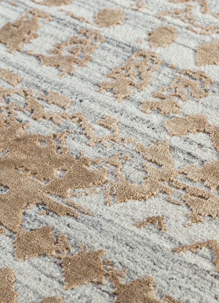 chaos theory by kavi ivory wool and bamboo silk hand knotted Rug - CloseUp chaos theory by kavi ivory wool and bamboo silk hand knotted Rug - CloseUp