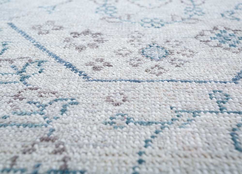 erbe blue wool hand knotted Rug - CloseUp