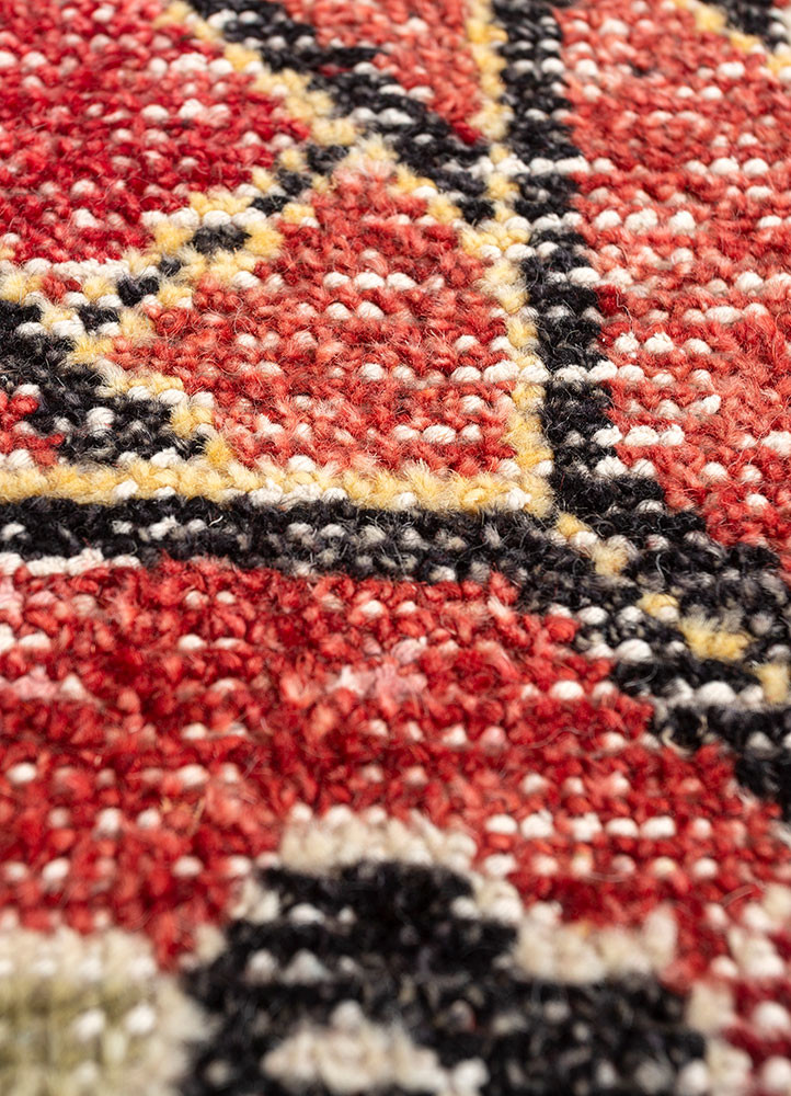 erbe red and orange wool hand knotted Rug - CloseUp erbe red and orange wool hand knotted Rug - CloseUp