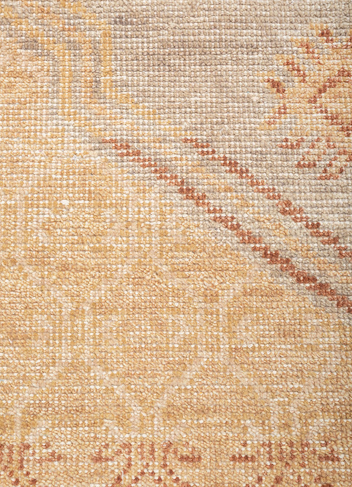 erbe red and orange wool hand knotted Rug - CloseUp