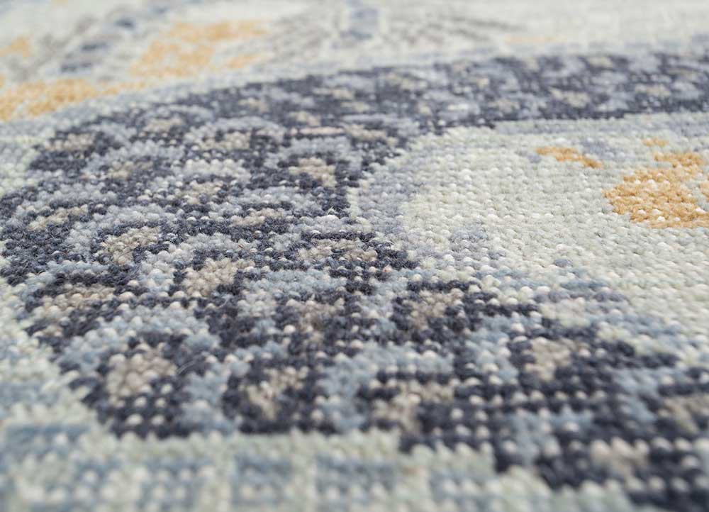erbe blue wool hand knotted Rug - CloseUp erbe blue wool hand knotted Rug - CloseUp