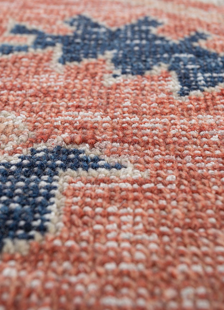 erbe red and orange wool hand knotted Rug - CloseUp erbe red and orange wool hand knotted Rug - CloseUp