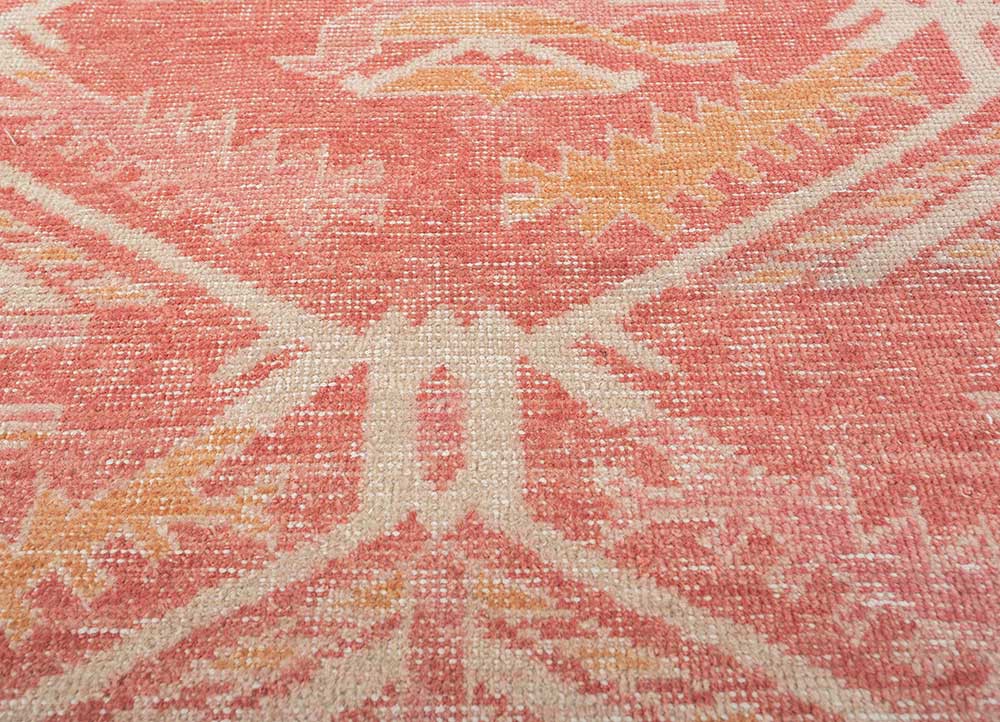 erbe red and orange wool hand knotted Rug - CloseUp erbe red and orange wool hand knotted Rug - CloseUp
