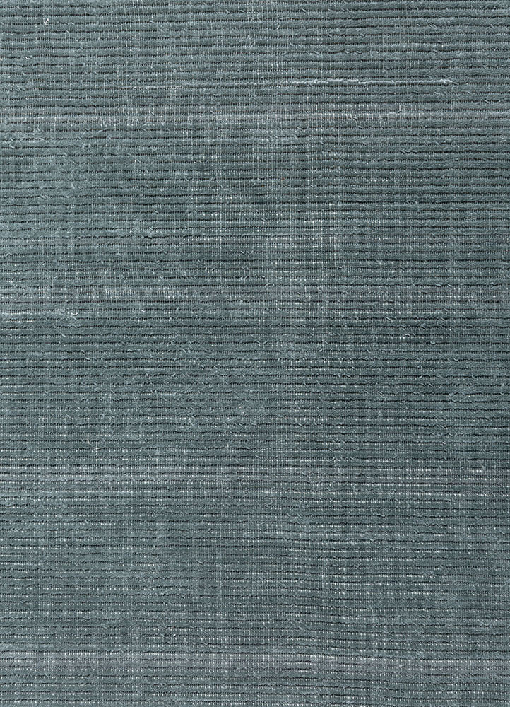 basis blue polyester hand loom Rug - CloseUp
