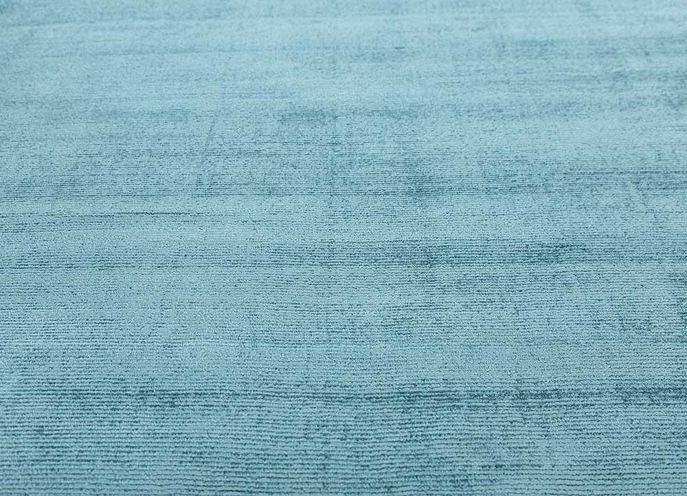 basis blue viscose hand loom Rug - CloseUp