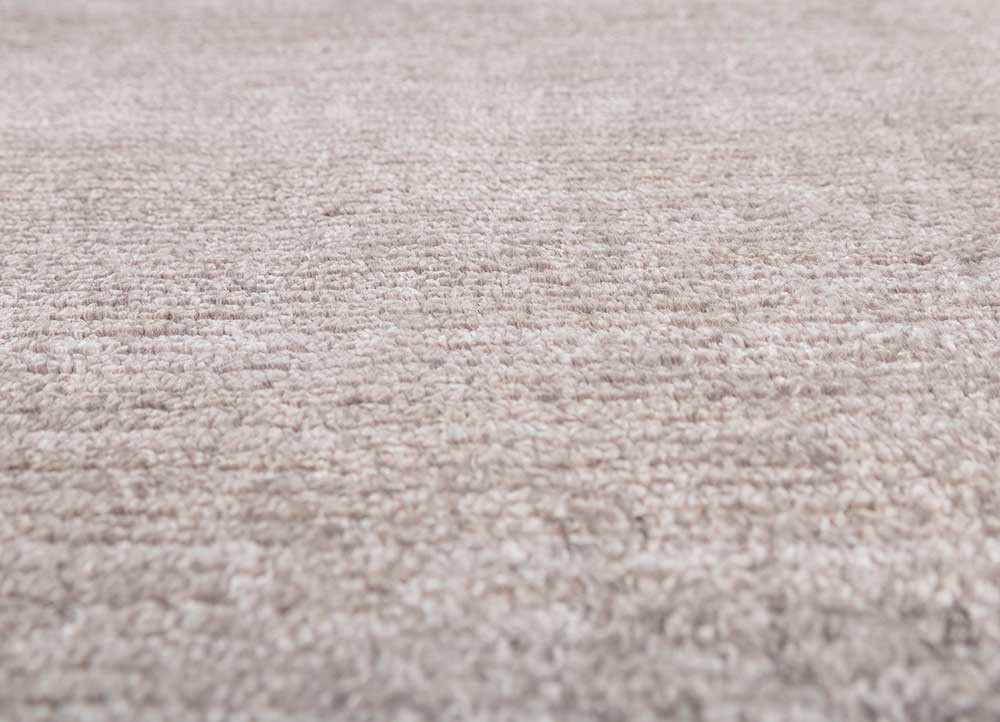 konstrukt beige and brown wool and bamboo silk hand loom Rug - CloseUp