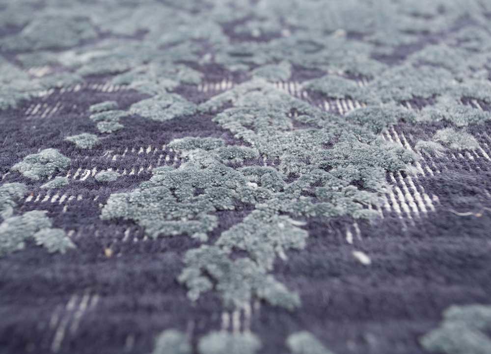 konstrukt blue wool and bamboo silk hand loom Rug - CloseUp