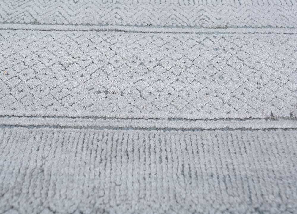konstrukt blue wool and bamboo silk hand loom Rug - CloseUp