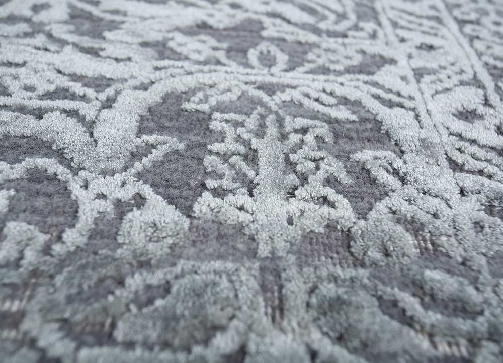 konstrukt blue wool and bamboo silk hand loom Rug - CloseUp