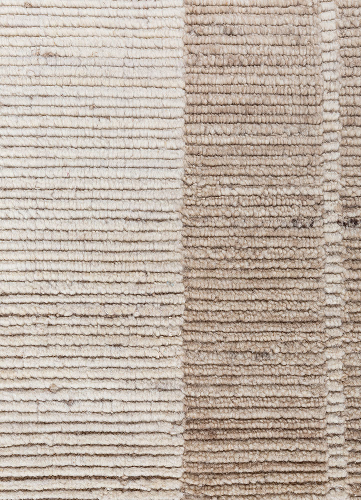 tesoro beige and brown wool hand loom Rug - CloseUp