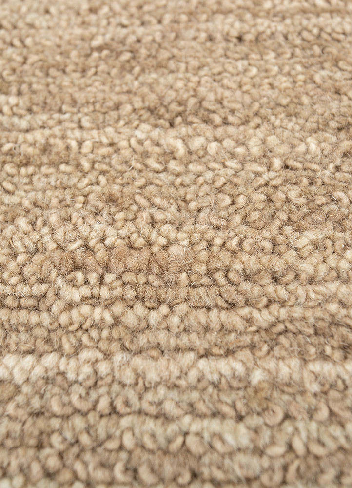 saga beige and brown wool hand loom Rug - CloseUp