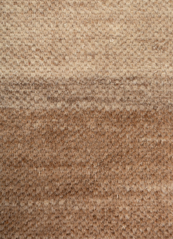 saga beige and brown wool hand loom Rug - CloseUp
