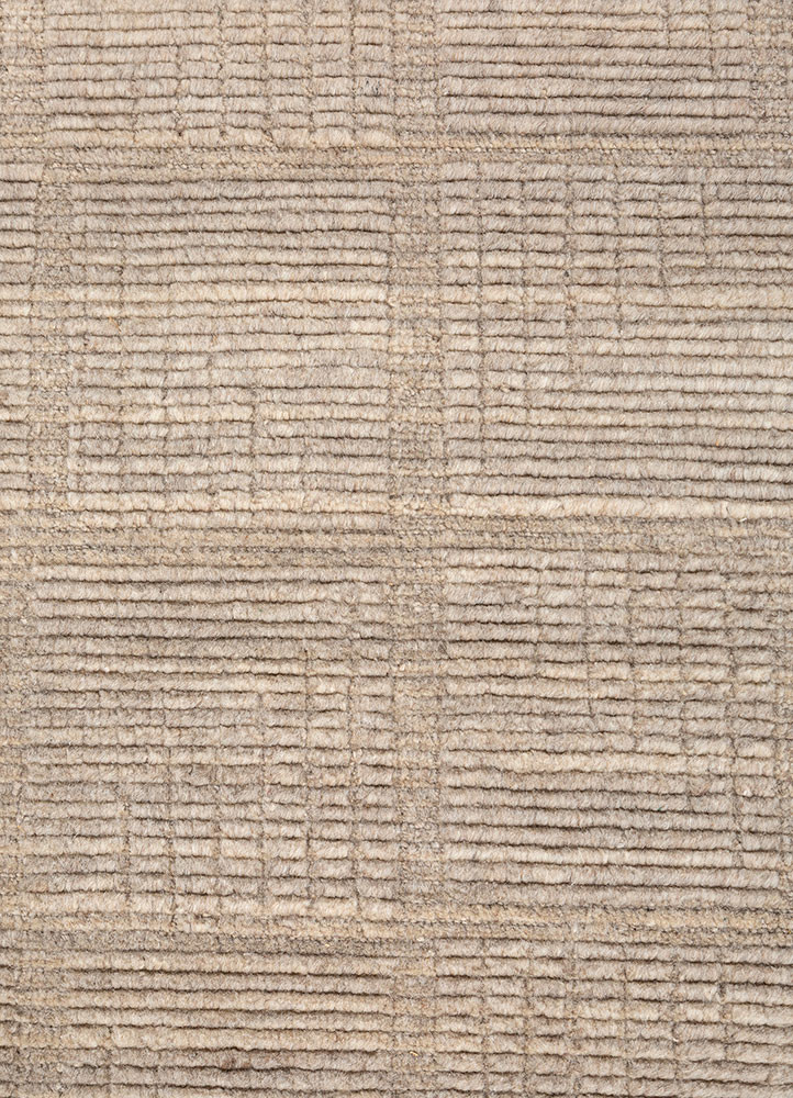 saga beige and brown wool hand loom Rug - CloseUp