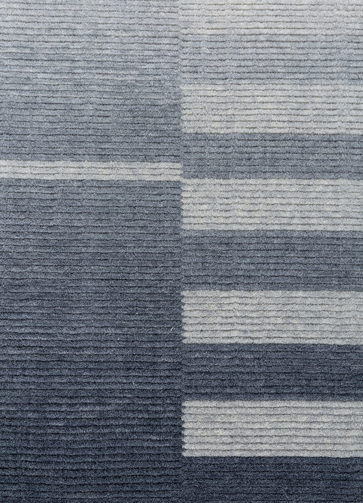 jean blue wool hand loom Rug - CloseUp jean blue wool hand loom Rug - CloseUp