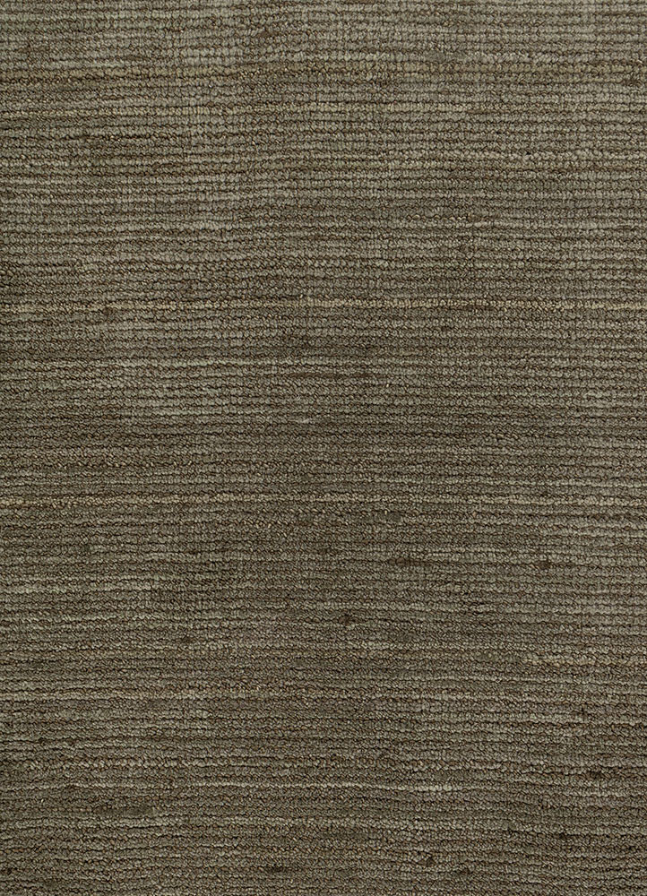 basis green wool hand loom Rug - CloseUp