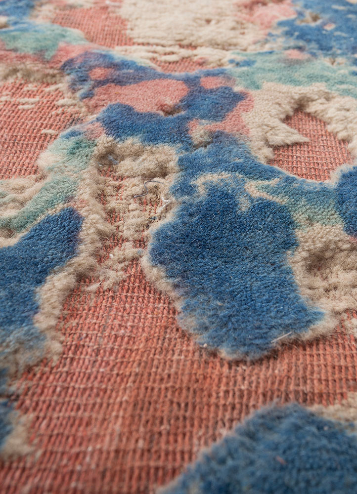 basis red and orange wool hand loom Rug - CloseUp basis red and orange wool hand loom Rug - CloseUp
