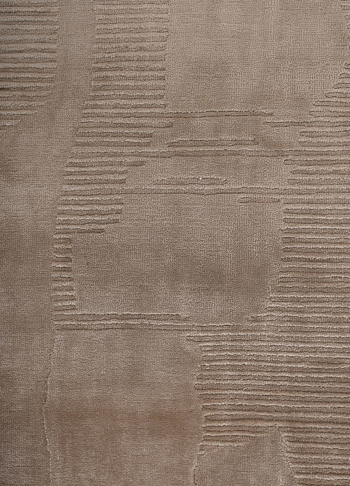 tesoro beige and brown wool hand loom Rug - CloseUp