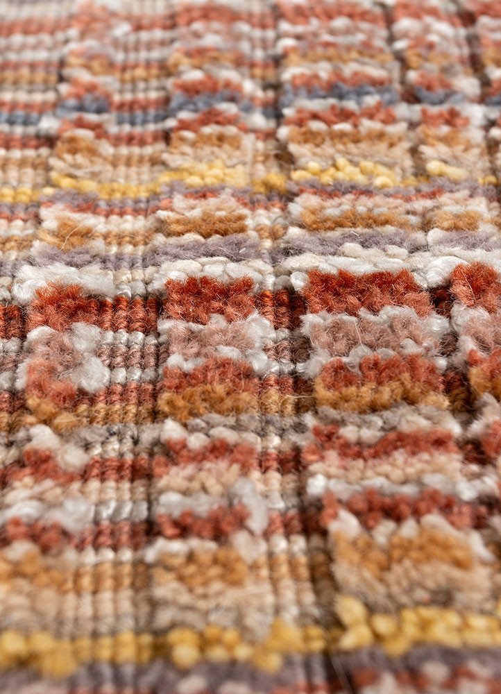 saga red and orange wool and viscose hand loom Rug - CloseUp saga red and orange wool and viscose hand loom Rug - CloseUp