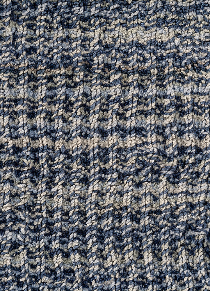 jean blue wool and viscose hand loom Rug - CloseUp jean blue wool and viscose hand loom Rug - CloseUp