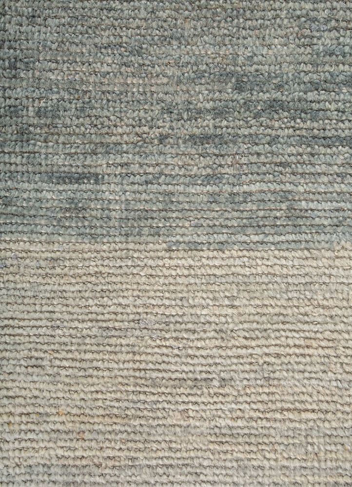 blythe blue wool hand knotted Rug - CloseUp