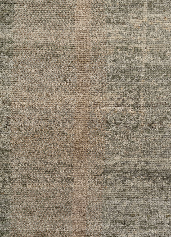 blythe green wool hand knotted Rug - CloseUp