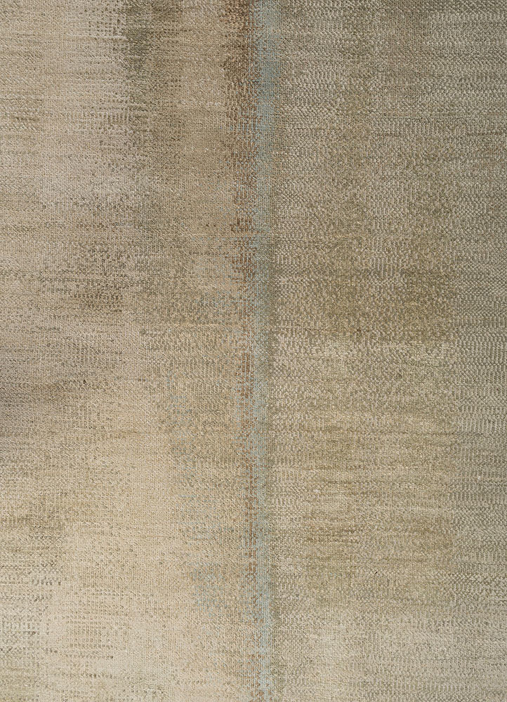 hidden by kavi green wool and silk hand knotted Rug - CloseUp