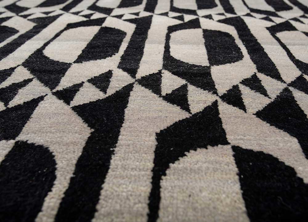 aakar by kavi grey and black wool and silk hand knotted Rug - CloseUp