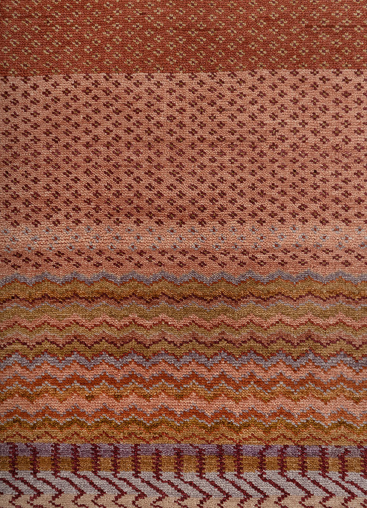 savana red and orange wool hand knotted Rug - CloseUp savana red and orange wool hand knotted Rug - CloseUp