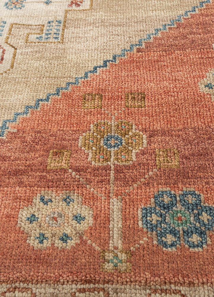savana ivory wool hand knotted Rug - CloseUp