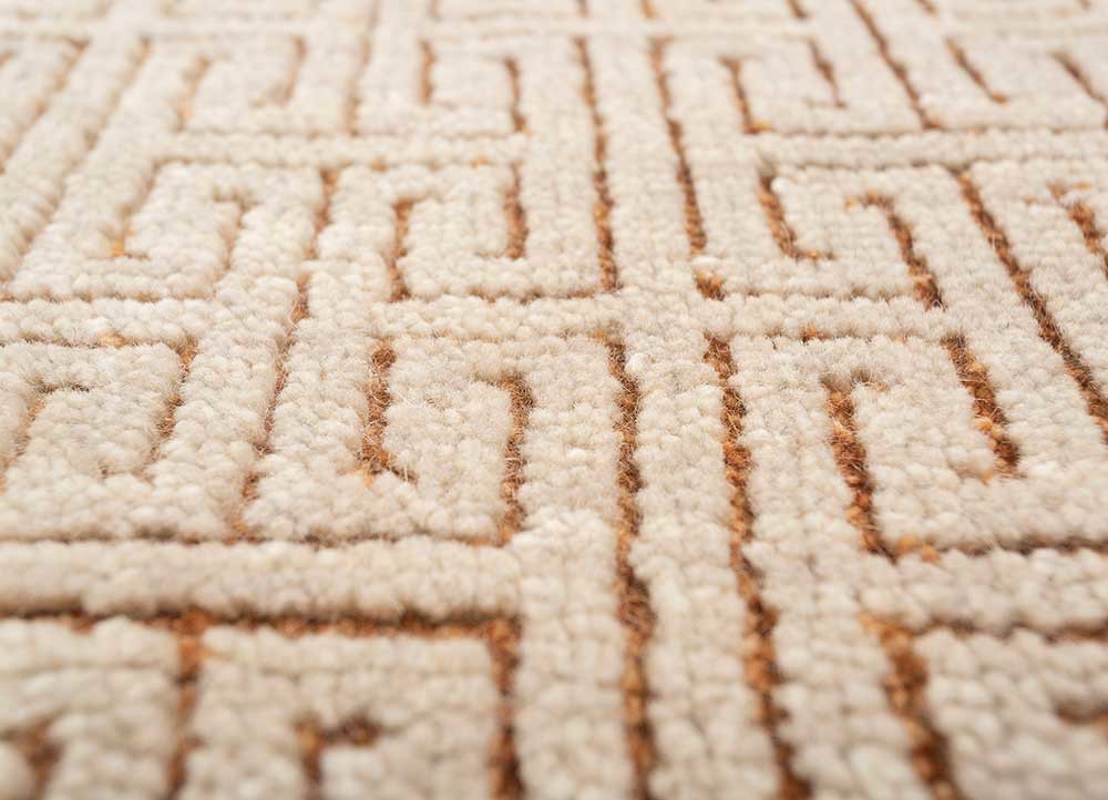 thyme ivory wool hand knotted Rug - CloseUp