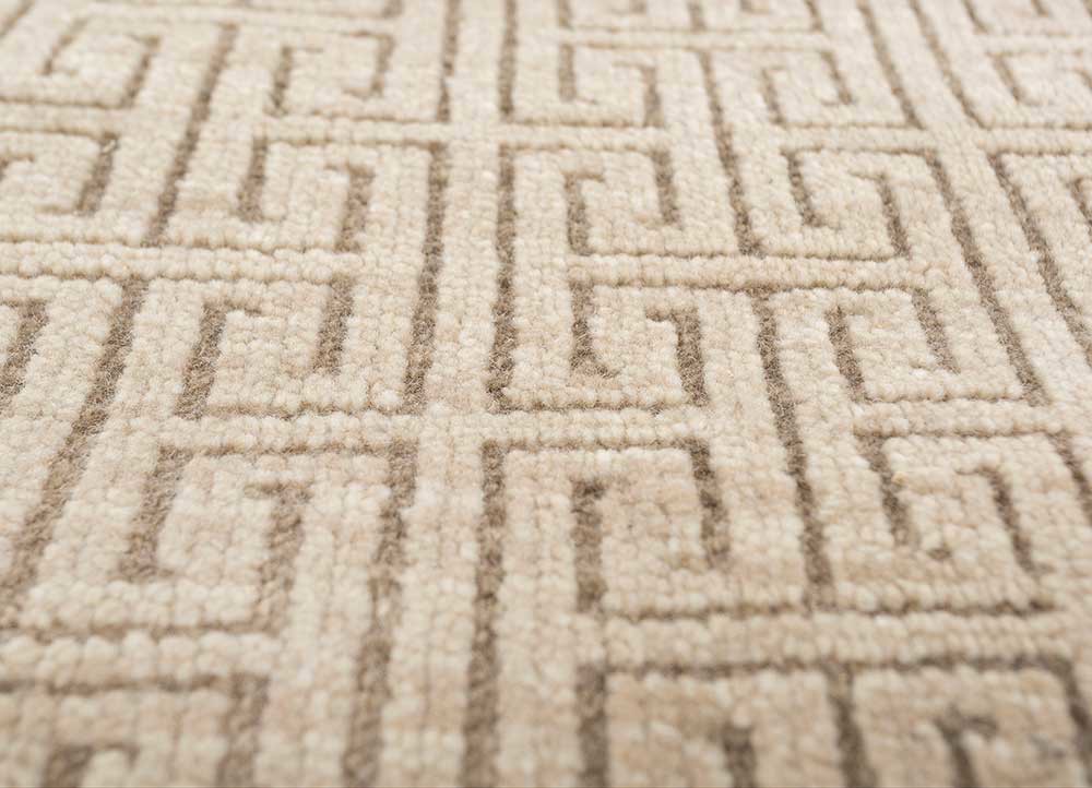 thyme ivory wool hand knotted Rug - CloseUp