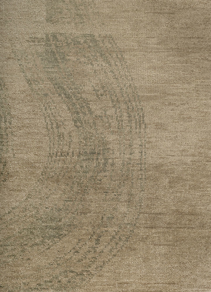 uvenuti green wool hand knotted Rug - CloseUp